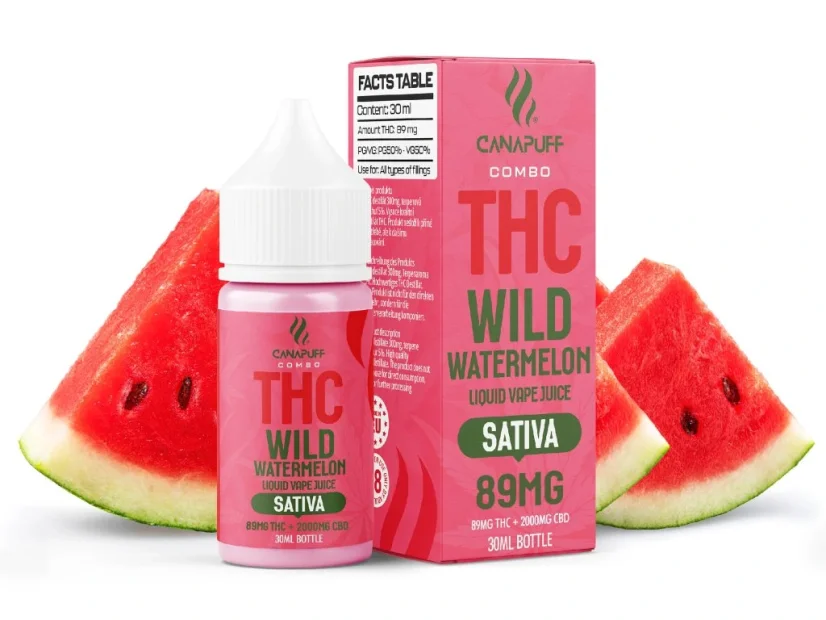 CanaPuff THC+ liquid Wild Watermelon, 89 mg, 30 ml