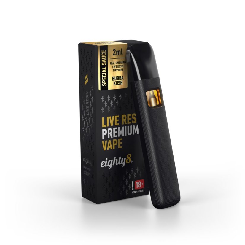 Eighty8 CBD Live Resin Vape Bubba Kush, 92 % CBD, 2 ml Eighty8 CBD Live Resin Vape Bubba Kush, 92 % CBD, 2 ml