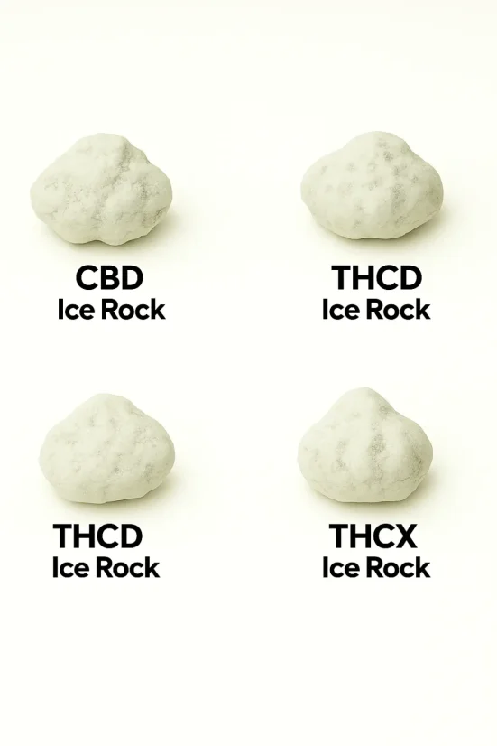 Ice Rock Flowers sample set - CBD Ice Rock, HCT Ice Rock, THCD Ice Rock, THCX Ice Rock, 4 x 1 g