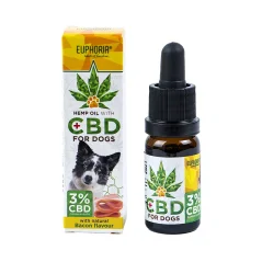 Huile de CBD Euphoria pour chiens 3 %, 300 mg, 10 ml - saveur bacon