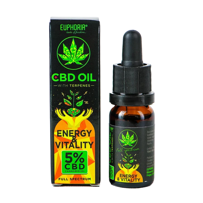 Euphoria CBD масло 5% с терпении, 10 ml, 500 mg - Енергия & Виталност Euphoria CBD масло 5% с терпении, 10 ml, 500 mg - Енергия & Виталност