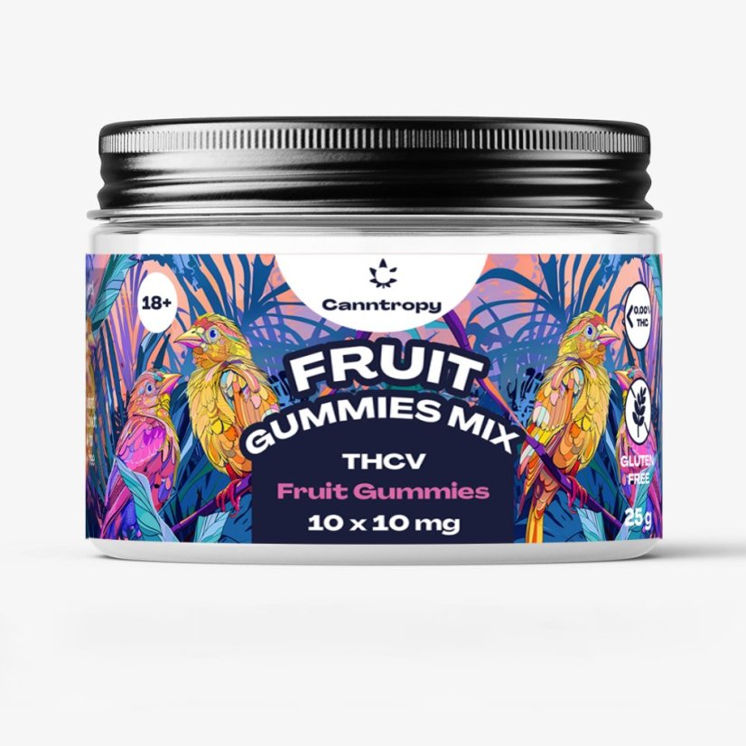 Canntropy THCV Fruit Gummies Mix, 10 sztuk x 10 mg, 100 mg THCV, 25 g