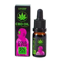 Euphoria CBD õli 5% koos terpeenidega 10 ml, 500 mg - külmetus ja gripp