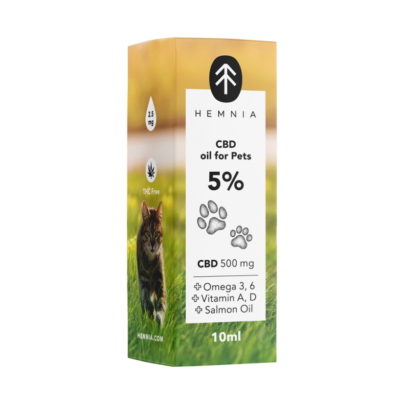 Hemnia CBD in olio di salmone per animali - 5% CBD, 500 mg, 10 ml