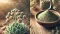 On the left is Kanna (Sceletium tortuosum) growing wild in South Africa, on the right is Kanna extract (powder) in a bowl