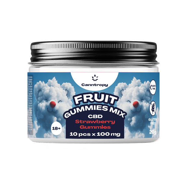 Canntropy CBD Frucht Erdbeergummis, 10 Stück x 100 mg, 1000 mg CBD, 20 g