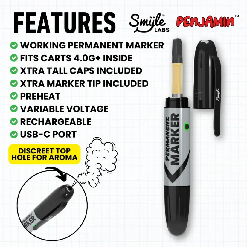 Smyle Labs Permanent Marker Penjamin Cart Battery