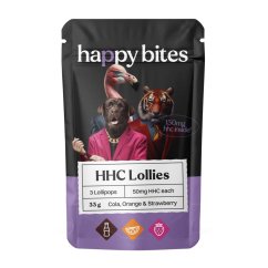 Happy Bites HHC Lollies Cola / Orange / Strawberry, 3 szt. x 50 mg, 150 mg