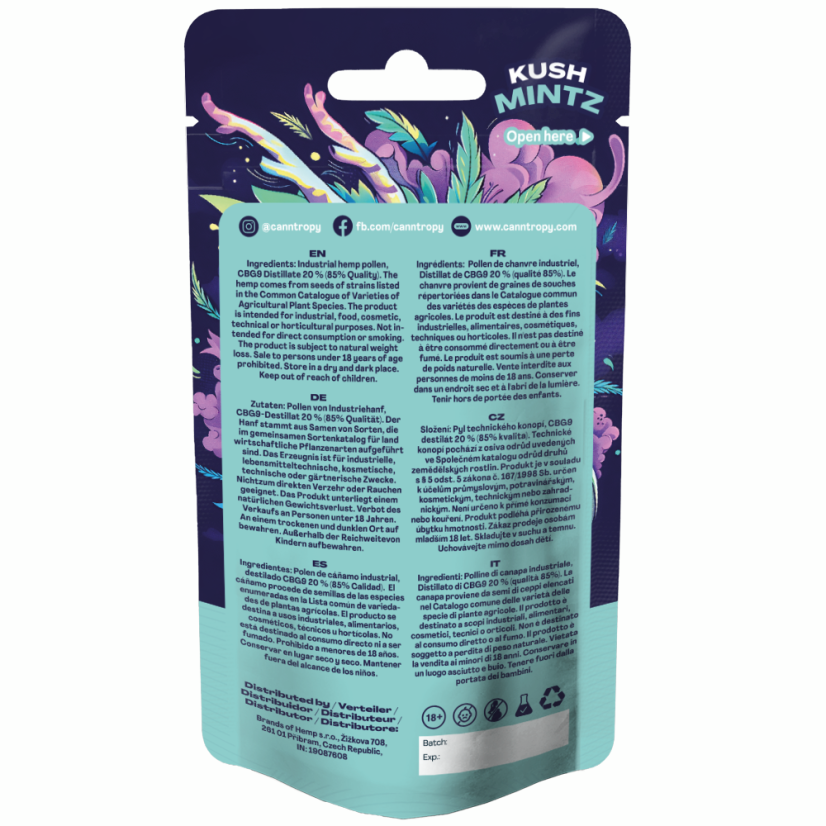 Canntropy CBG9 Hash Kush Mintz, jakość CBG9 85%, 1 g - 100 g