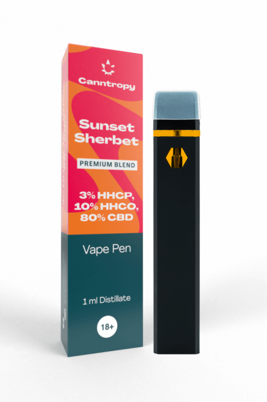"Canntropy HHC-P-O Blend Vape Pen Sunset Sherbet", HHC-P 3 %, HHC-O 10 %, CBD 80 %, 1 ml