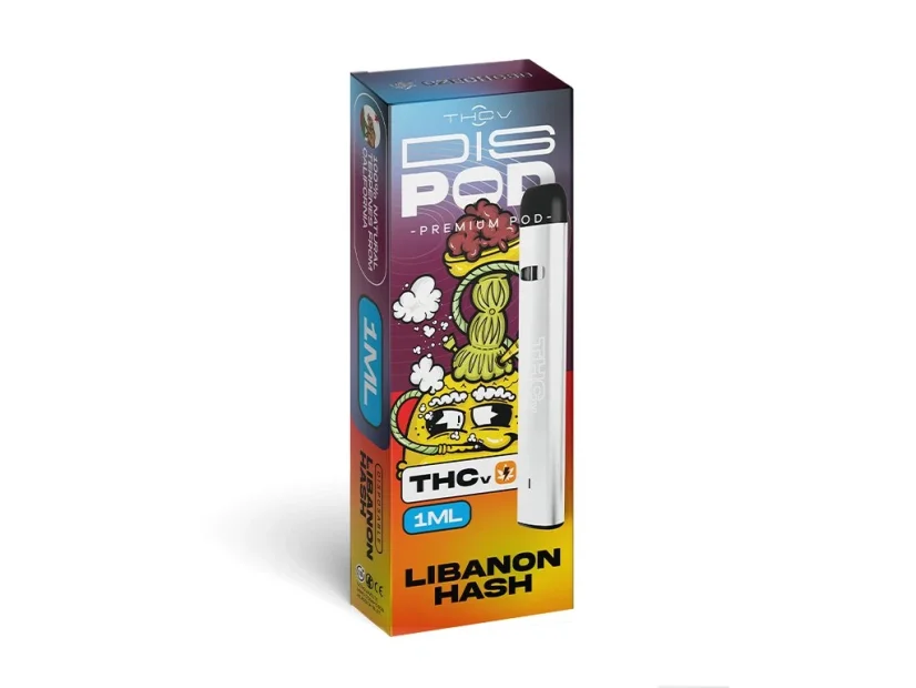 Czech CBD THCV Vape Pen disPOD Libanon Hash, 25 % THCV, 67 % CBG, 1 ml