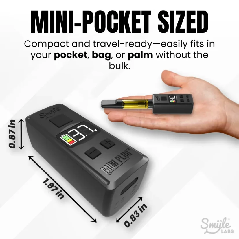 Smyle Labs Mini Plug 510 Cart Battery z wbudowanym kablem USB-C, regulacją napięcia, wyświetlaczem LED - losowy kolor