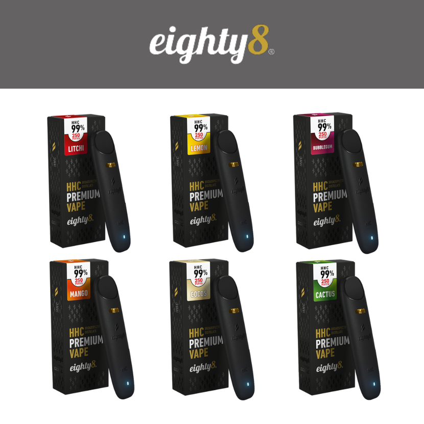 hhc premium vape Eighty8 HHC Vapes, 99 % HHC, All in One Set, 6 flavours x 0,5 ml