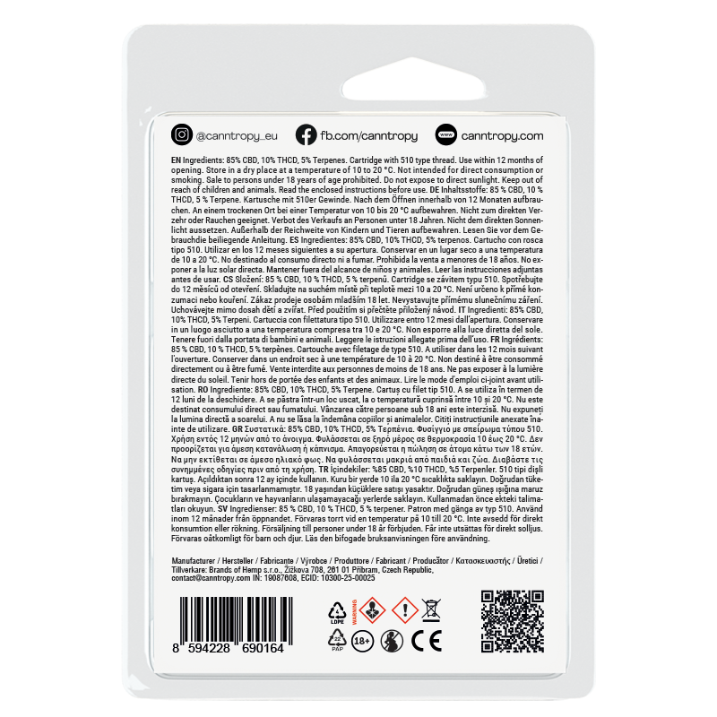 Canntropy Cartuccia THCD Forbidden Fruit, THCD 10 %, 1 ml