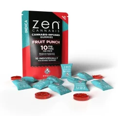 Zen CBD THC+ Gummies Fruit Punch Indica, 10 sztuk, 200 mg