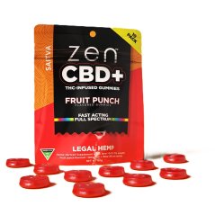 Zen CBD THC+ Gummies Fruit Punch Sativa, 10pcs, 200mg