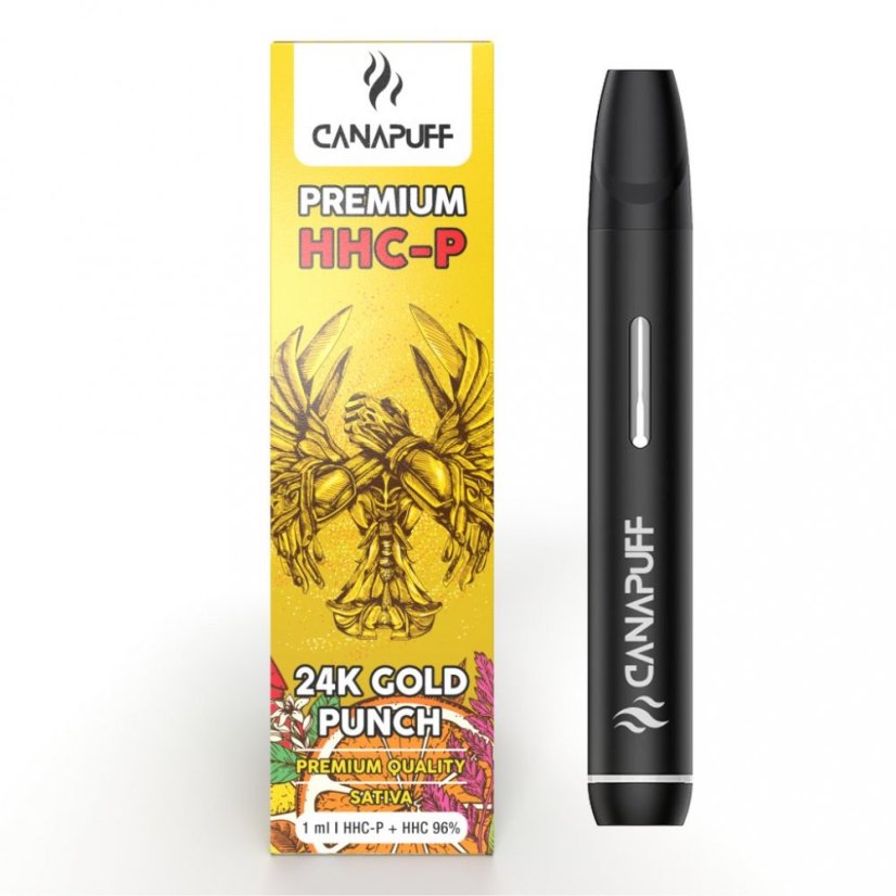 gold vape disposable CanaPuff 24K PUNCH 96 % HHCP Disposable vape Gold Bar Disposable Vape Flavour:Strawberry Raspberry Cherry / Sweet Raspberry