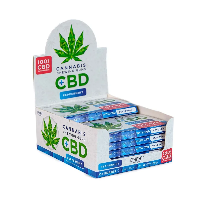 Guma do żucia Euphoria, 100 mg CBD, 12 szt. - Mięta pieprzowa, 17 g