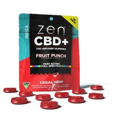 Zen CBD THC+ Gummies Fruit Punch Indica, 10pcs, 200mg