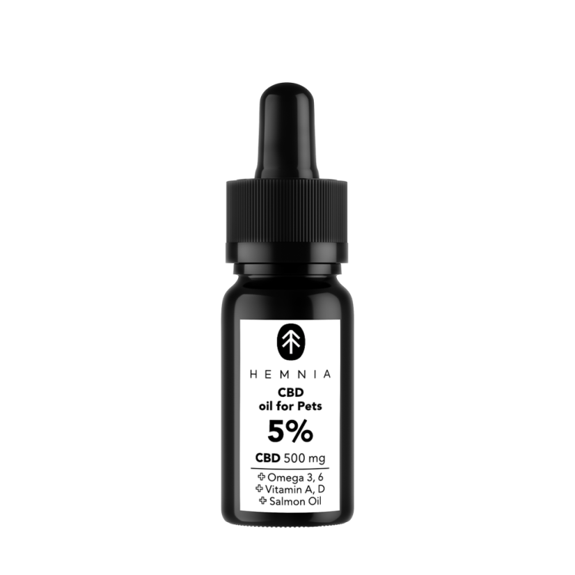 Hemnia CBD in olio di salmone per animali - 5% CBD, 500 mg, 10 ml