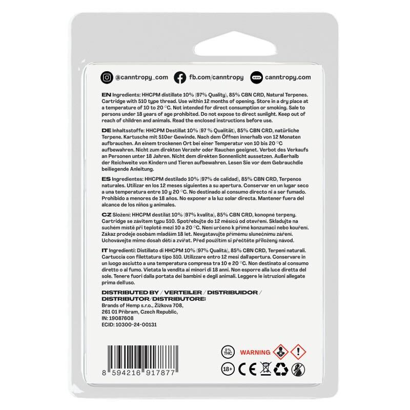 Canntropy HHCPM Cartridge Blueberry Cookies,  HHCPM 97% quality, 1 ml