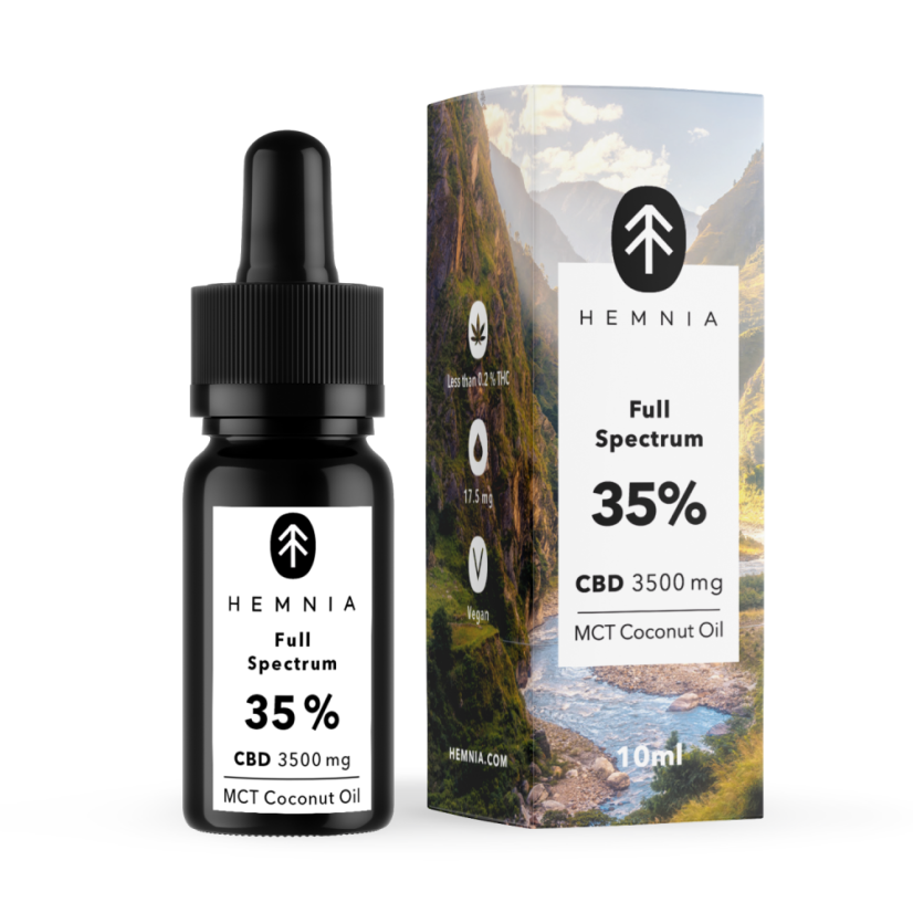 Hemnia Vollspektrum-CBD-MCT-Kokosöl 35 %, 3500 mg, 10 ml