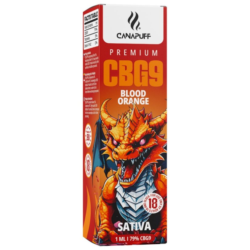 CanaPuff Vape Pen jetable Orange sanguine, 79 % CBG9, 1 ml