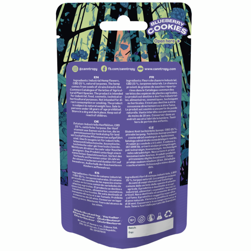 Canntropy CBD-blommor Blåbärskakor, CBD 25 %, 1 g - 100 g