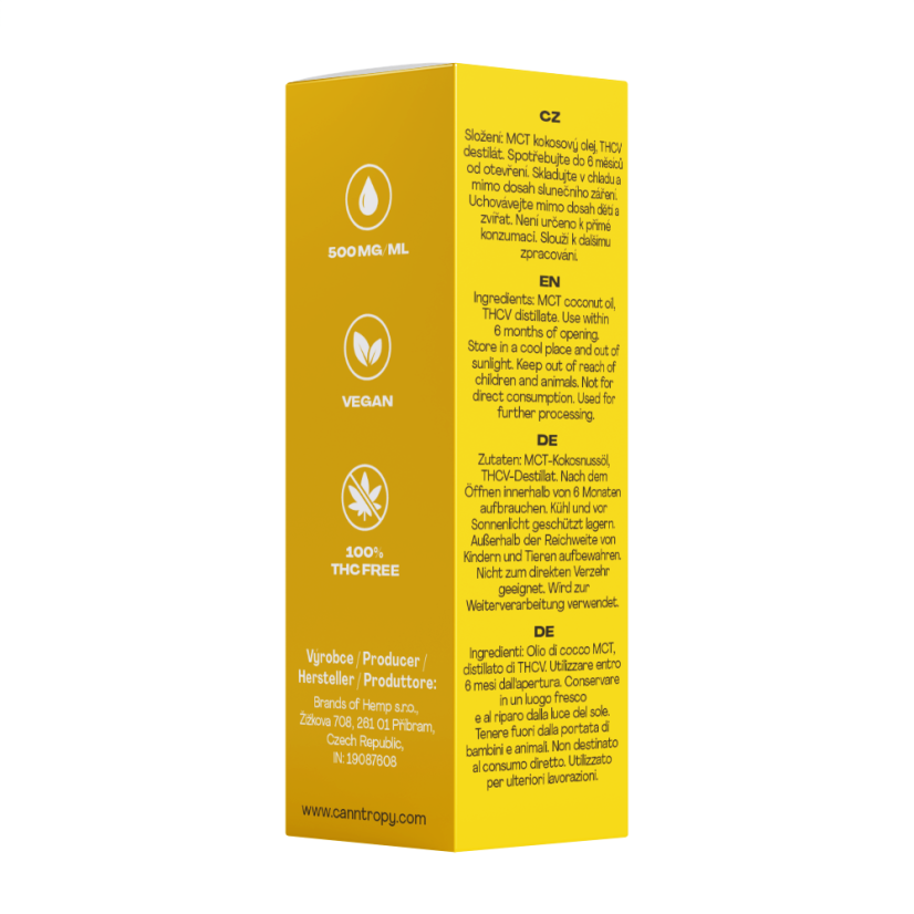 Olej kannabinoidowy Canntropy THCV Premium - 5%, 500 mg, 10 ml