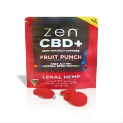 Zen CBD THC+ Puuviljapunch kummikommid, 5 tk, 50 mg, 15 g