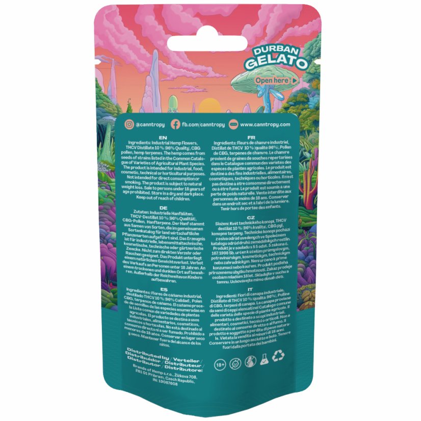 Canntropy THCV Flower Durban Gelato żywe terpeny żywiczne, jakość THCV 96%, 1 g - 100 g