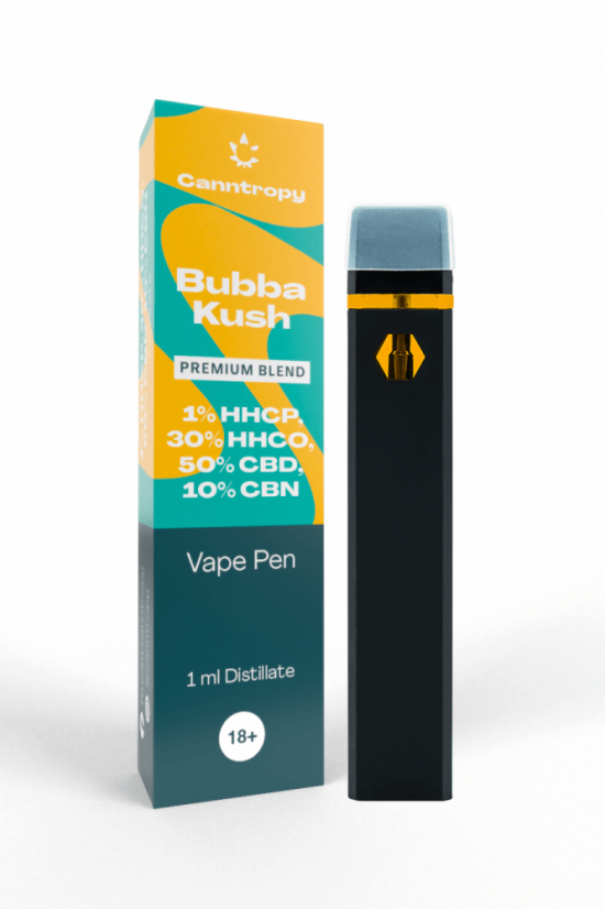 Canntropy HHC-P-O Blend Vape Pen Bubba Kush, HHC-P 1 %, HHC-O 30 %, CBD 50 %, CBN 10 %, 1 ml Canntropy HHC-P-O Blend Vape Pen Bubba Kush, HHC-P 1 %, HHC-O 30 %, CBD 50 %, CBN 10 %, 1 ml