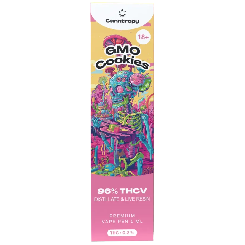 Canntropy THCV Disposable Vape Pen GMO Cookies live resin terpenes, THCV 96% quality, 1 ml