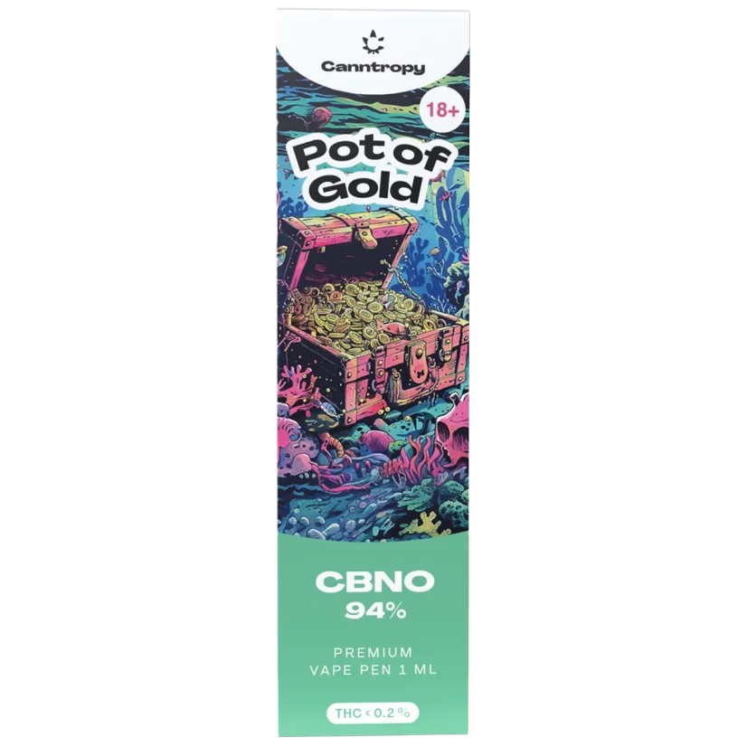 Canntropy CBNO Vape Pen Pot för engångsbruk av guld, CBNO 94% kvalitet, 1 ml