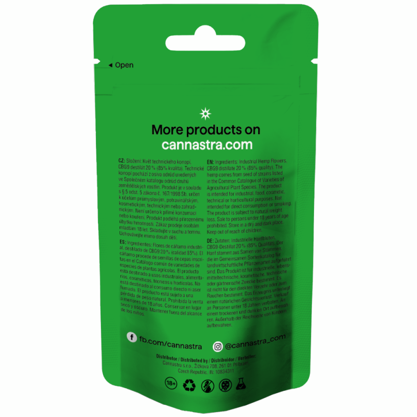 Cannastra CBG9 Gėlė Fruity Big Bang, CBG9 85% kokybė, 1g - 100g