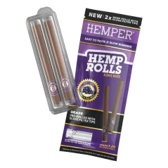 HEMPER King Size Rolls + Glass Tip 2pk - Grape