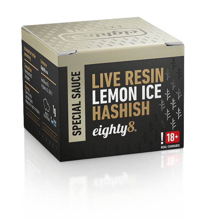 Hachís Eighty8 CBD Live Resin Lemon Ice, 50% CBD, 1 g