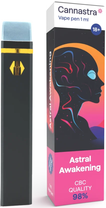 "Cannastra CBC" vienkartinis Vape Pen Astral Awakening, CBC 98 % kokybės, 1 ml