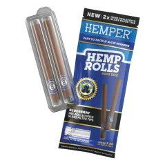 HEMPER King Size Rolls + Glass Tip 2pk - Blueberry