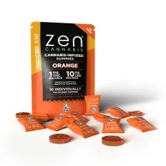 Zen CBD Żelki z THC+ - Pomarańczowe, 10 szt., 110 mg, 60 g