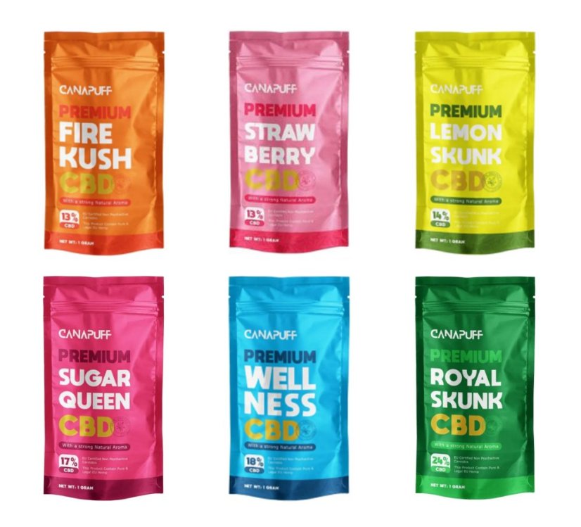 CanaPuff CBD Blumen Bündel, All in One Set - 6 x 1g bis 10g