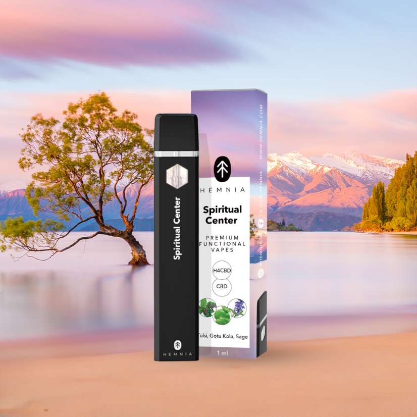 Hemnia Premium Λειτουργικό H4CBD και CBD Vape Pen Πνευματικό Κέντρο - 50% H4CBD, 45% CBD, Tulsi, Gotu Kola, Φασκόμηλο, 1ml