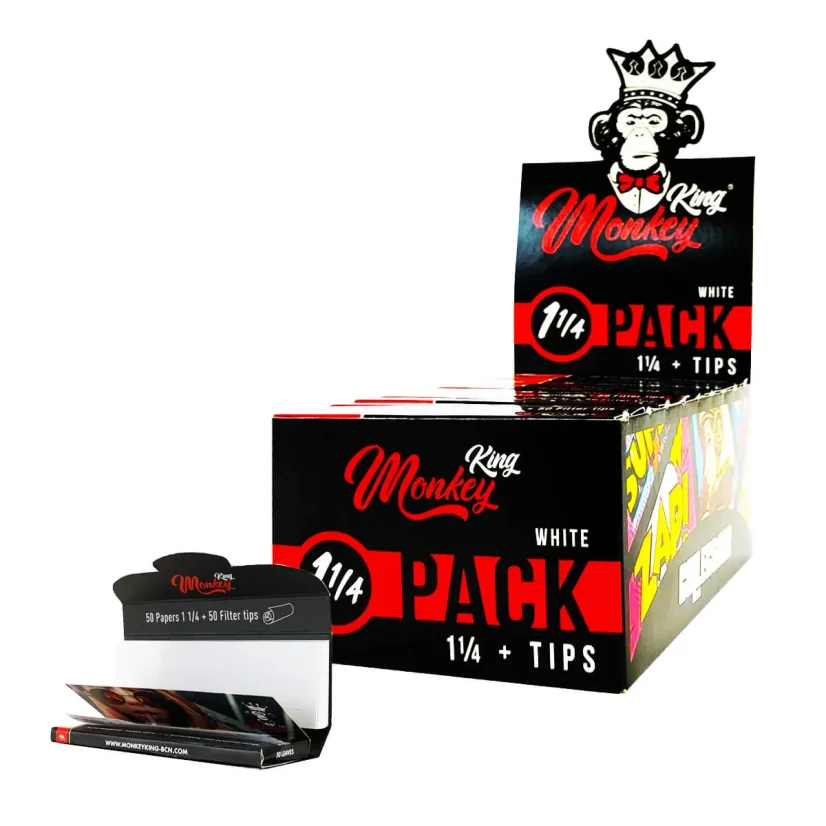 Monkey King 1¼ Συσκευασία Μικρών Λευκών Χαρτακιών για Στριφτό + Φίλτρα