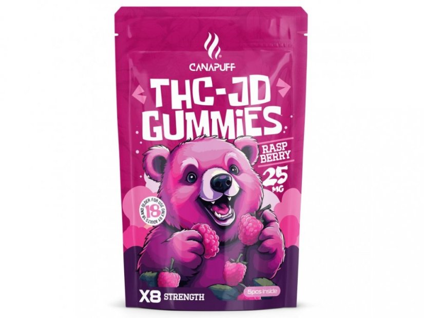 CanaPuff THCJD Gummies Raspberry, 5 sztuk x 25 mg THCJD, 125 mg