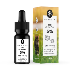 Hemnia CBD în ulei de somon pentru animale - 5% CBD, 500 mg, 10 ml