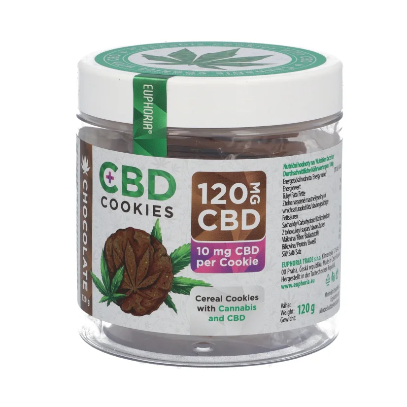 Euphoria CBD Cookies Čokoláda, 12 ks, 120 mg CBD