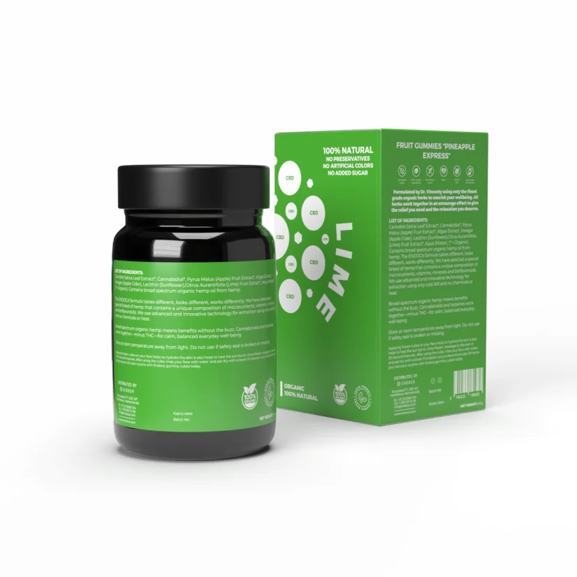 Endoca CBD Gummis Pineapple Express, 50 mg CBD, 2 mg CBG, Limettenaroma, 30 Stk., 60 g