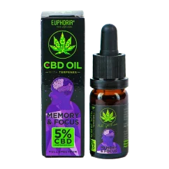 Euphoria CBD aliejus 5% su terpenais 10 ml, 500 mg - Atmintis ir dėmesys