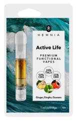 Hemnia Active Life - Cartridge, THCV 20 %, CBG 50 %, CBD 25 %, Ginger, gingko biloba, guarana, 1 ml