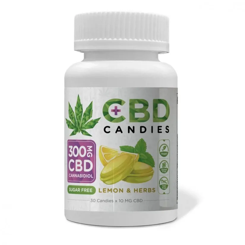 Euphoria CBD -karkit, sitruuna ja yrtit, 300 mg CBD, 30 kpl x 10 mg, 120 g